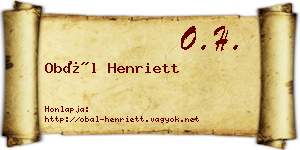 Obál Henriett névjegykártya